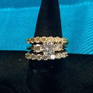 NEW Gold Tone CZ Bridal Ring Set, Sz 7.5